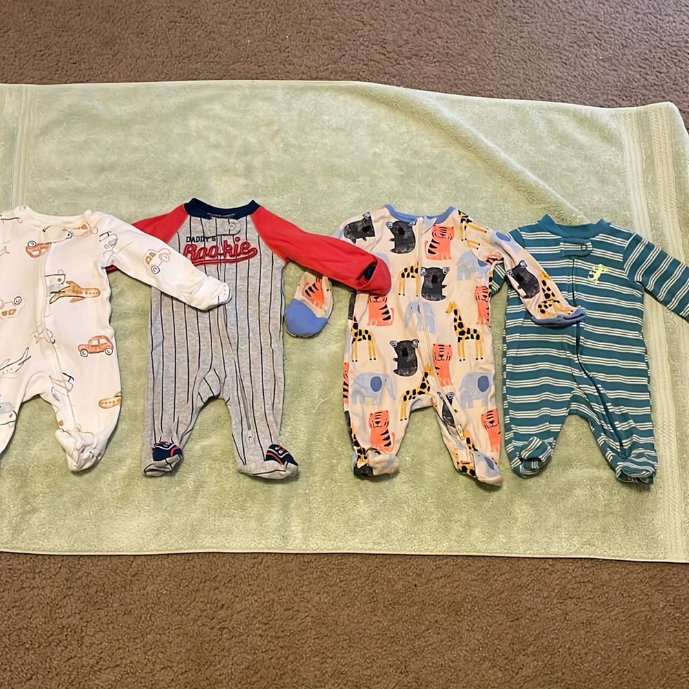 4 pack pajamas footie with mittens miscellaneous theme size newborn